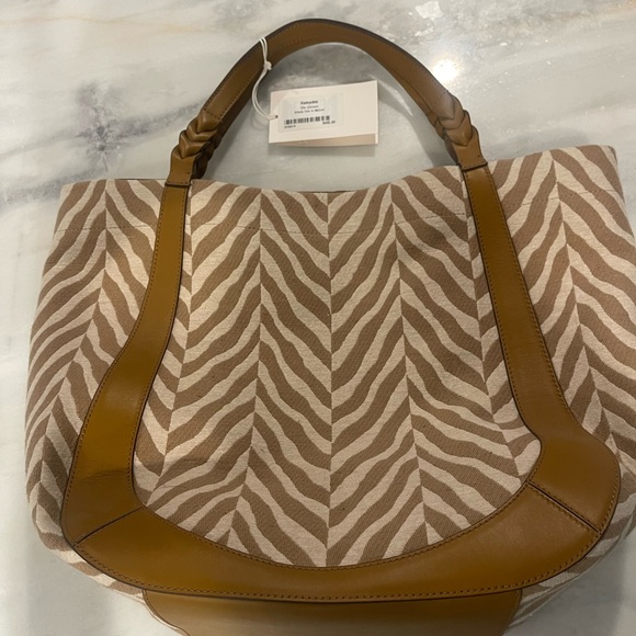 Ulla Johnson Brown and Tan Tote Bag with Chevron Design - Picture 2 of 9